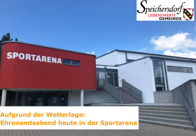 Sportarena mit Beschriftung